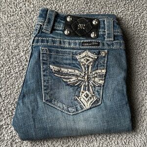 Miss Me Blue Jeans with Silver Embellishments